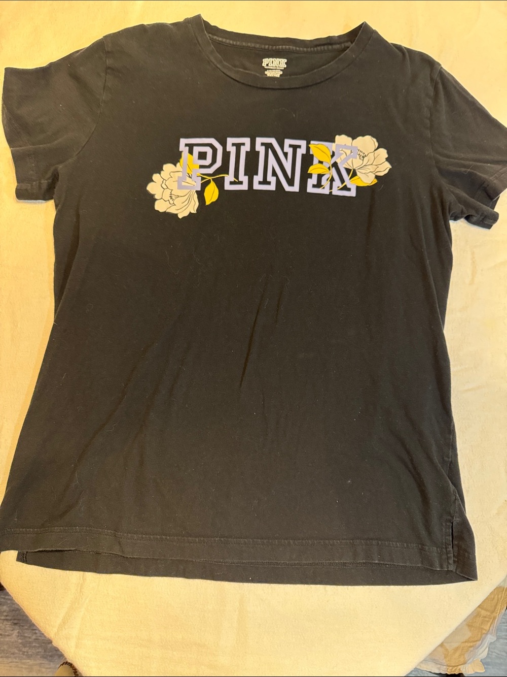 PINK Victoria's Secret Black Tee with White Logo